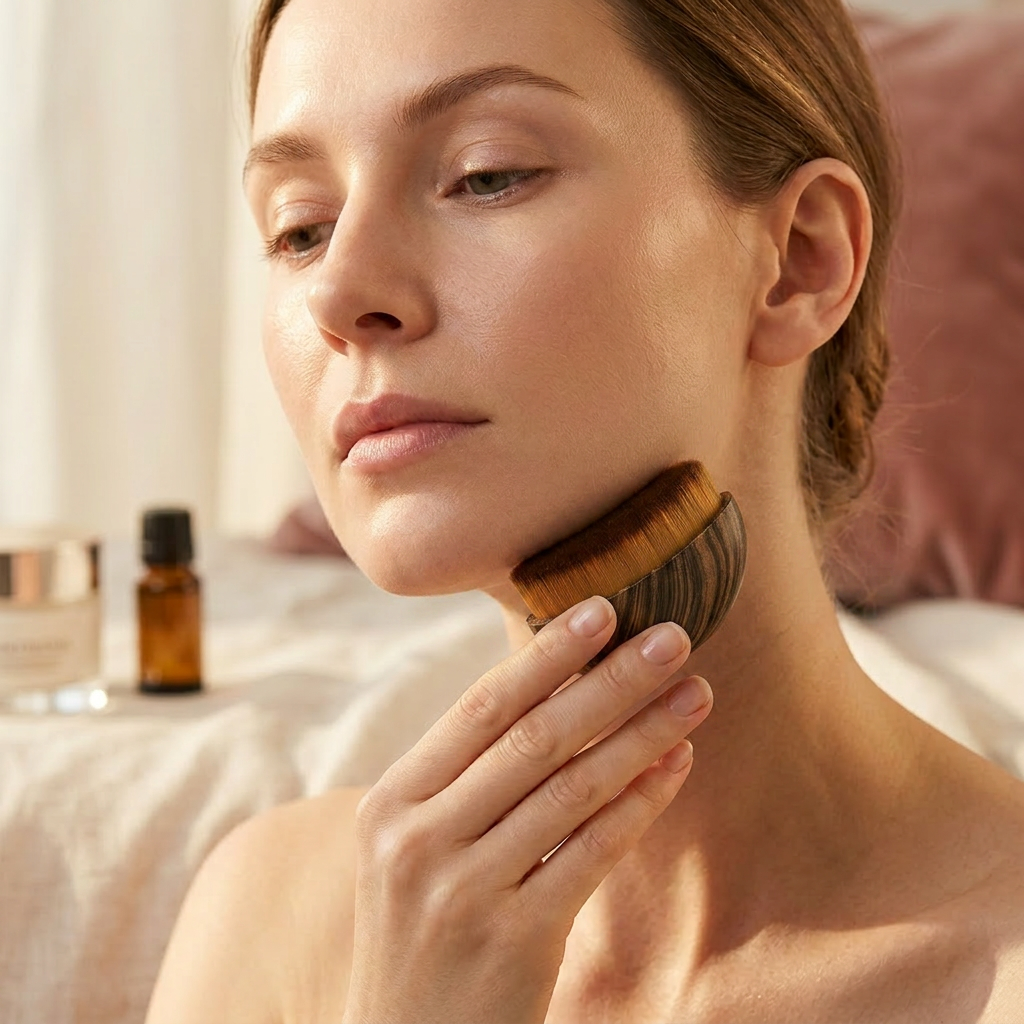 Woman using the brush